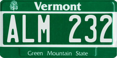 VT license plate ALM232