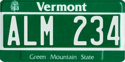 VT license plate ALM234