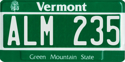 VT license plate ALM235