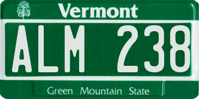 VT license plate ALM238