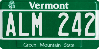 VT license plate ALM242