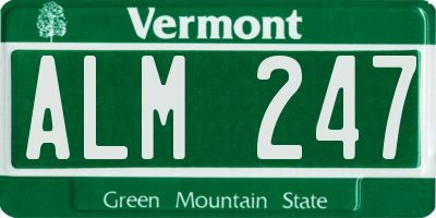 VT license plate ALM247