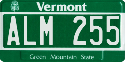 VT license plate ALM255