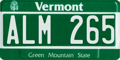 VT license plate ALM265