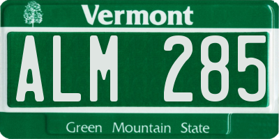 VT license plate ALM285