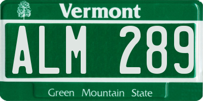 VT license plate ALM289