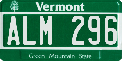 VT license plate ALM296
