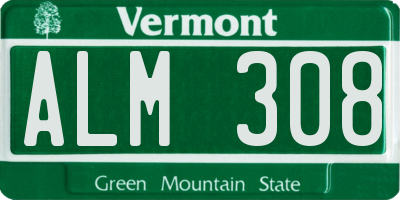 VT license plate ALM308