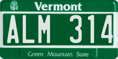 VT license plate ALM314