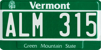 VT license plate ALM315