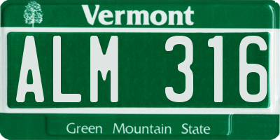 VT license plate ALM316