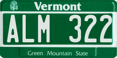 VT license plate ALM322
