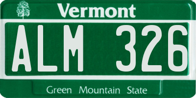 VT license plate ALM326