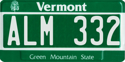 VT license plate ALM332