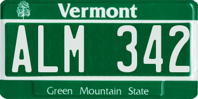 VT license plate ALM342
