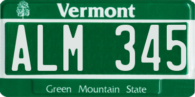 VT license plate ALM345