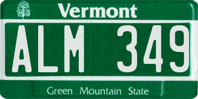 VT license plate ALM349