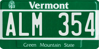 VT license plate ALM354