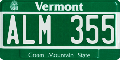 VT license plate ALM355
