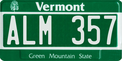 VT license plate ALM357