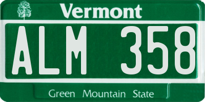 VT license plate ALM358