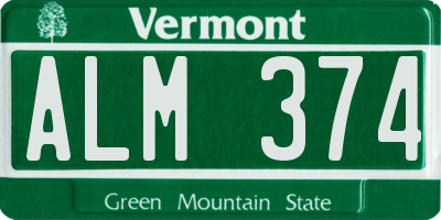 VT license plate ALM374