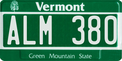 VT license plate ALM380