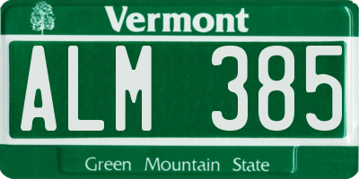 VT license plate ALM385