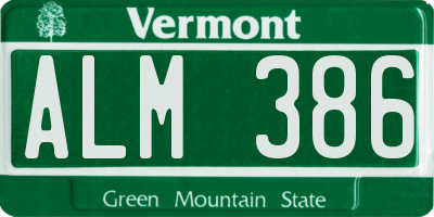 VT license plate ALM386