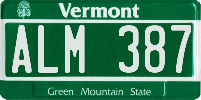 VT license plate ALM387
