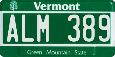 VT license plate ALM389