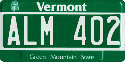 VT license plate ALM402