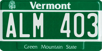 VT license plate ALM403