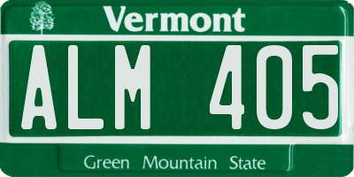 VT license plate ALM405