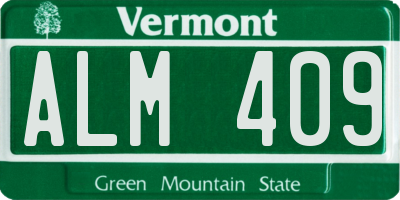 VT license plate ALM409