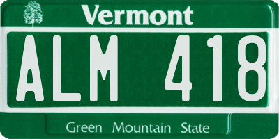 VT license plate ALM418