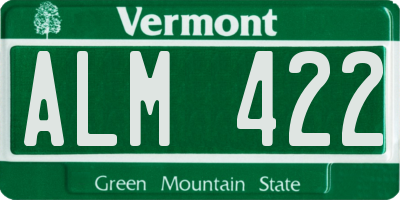 VT license plate ALM422