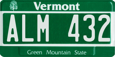 VT license plate ALM432