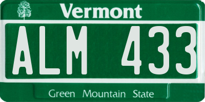 VT license plate ALM433