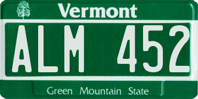 VT license plate ALM452
