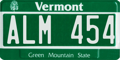 VT license plate ALM454