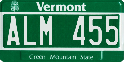 VT license plate ALM455