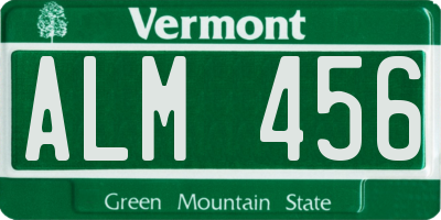 VT license plate ALM456