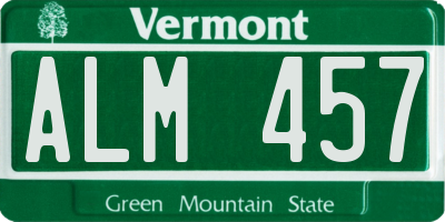 VT license plate ALM457