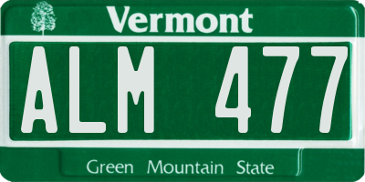 VT license plate ALM477