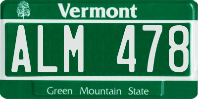 VT license plate ALM478