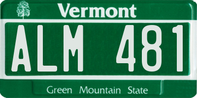 VT license plate ALM481