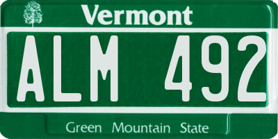 VT license plate ALM492