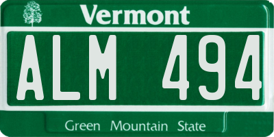 VT license plate ALM494