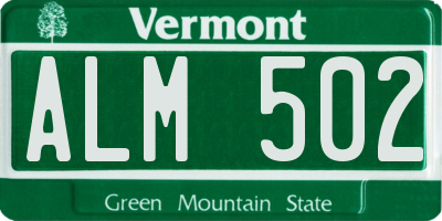 VT license plate ALM502